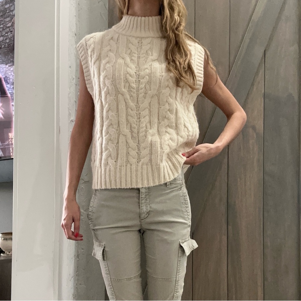 Cozy Cream Cable Knit Sweater Vest